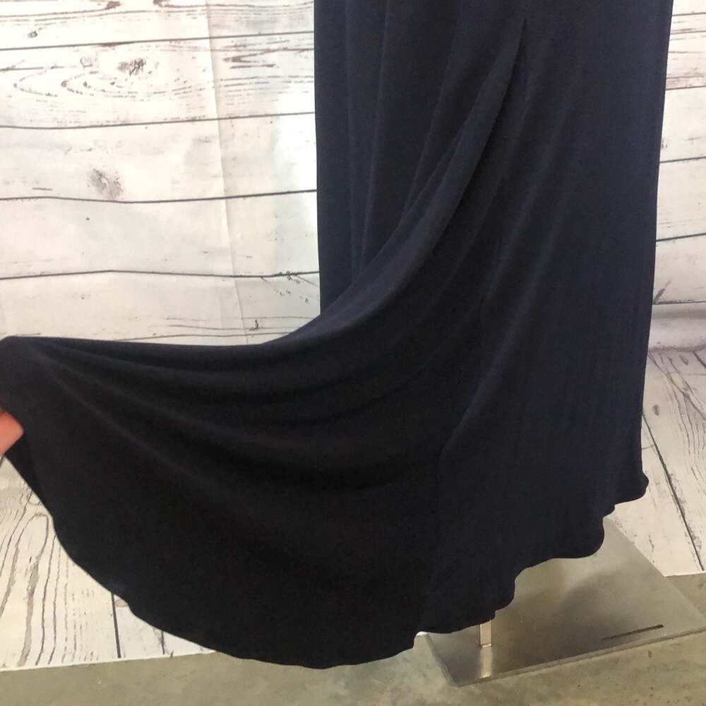 Betsy & Adam One Shoulder Navy Gold Gown NWT Size 4 - Picture 11 of 12